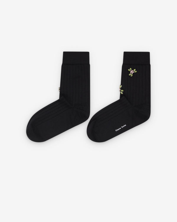 Simone Rocha  - Women's Merino Silk Ankle Socks - (Black/Rose)