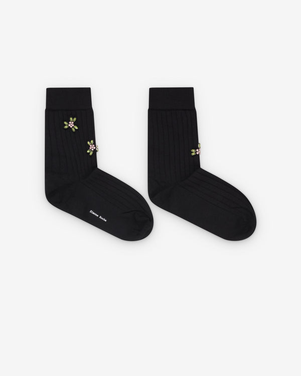 Simone Rocha  - Women's Merino Silk Ankle Socks - (Black/Rose)