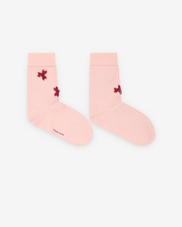 Simone Rocha  - Women's Merino Silk Ankle Socks - (Blush/Red)