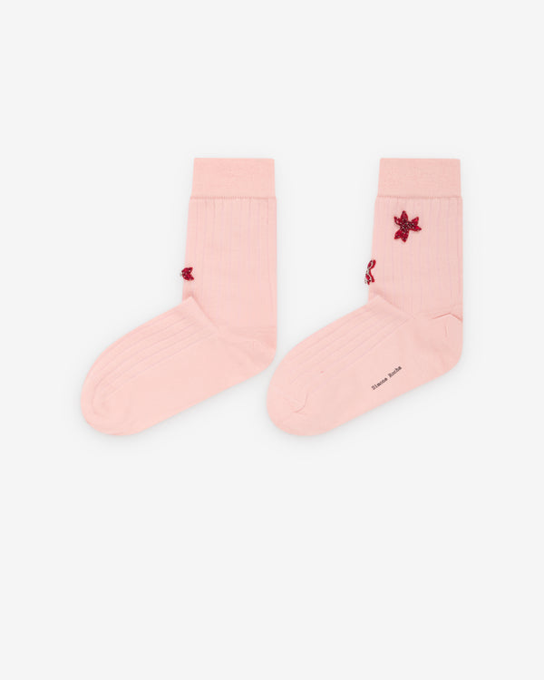 Simone Rocha  - Women's Merino Silk Ankle Socks - (Blush/Red)