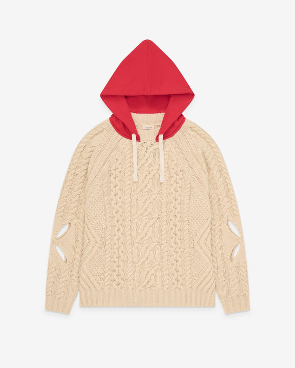 Stefan Cooke - Men's Hooded Cable Jumper - (Oatmeal)