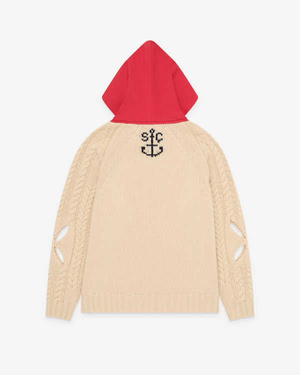 Stefan Cooke - Men's Hooded Cable Jumper - (Oatmeal)