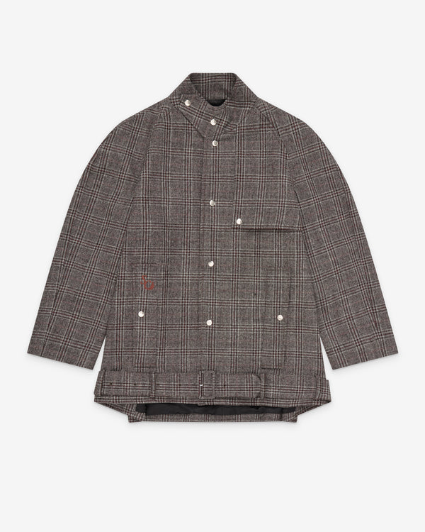 Stefan Cooke - Men's Doctor's Belted Jacket - (Grey Check)