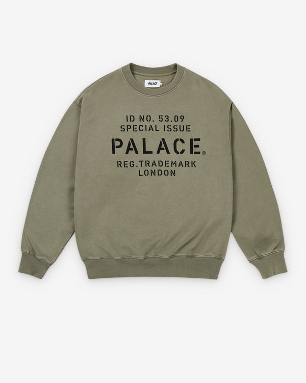 Palace - Men's Stencil Crew - (Army Olive)