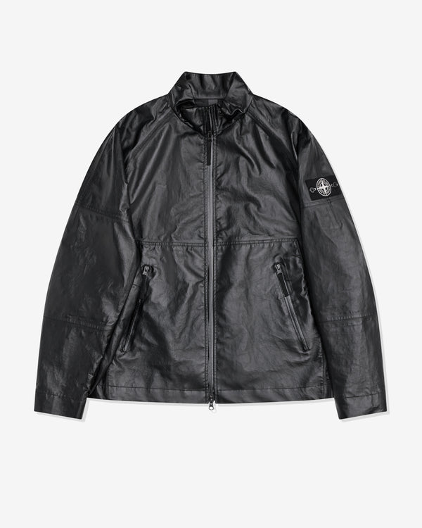 Stone Island - Men's Leather Bonded Biker Jacket - (Black)