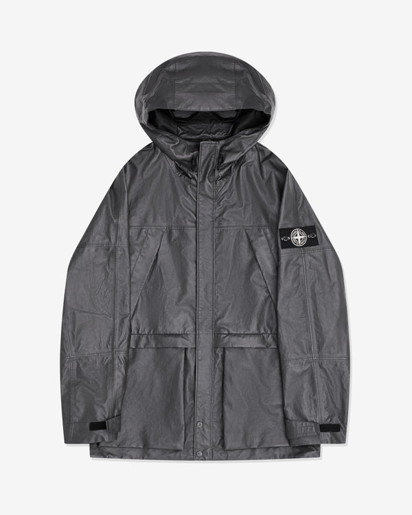 Stone Island - Men's Leather Bonded Hooded Jacket - (Charcoal)