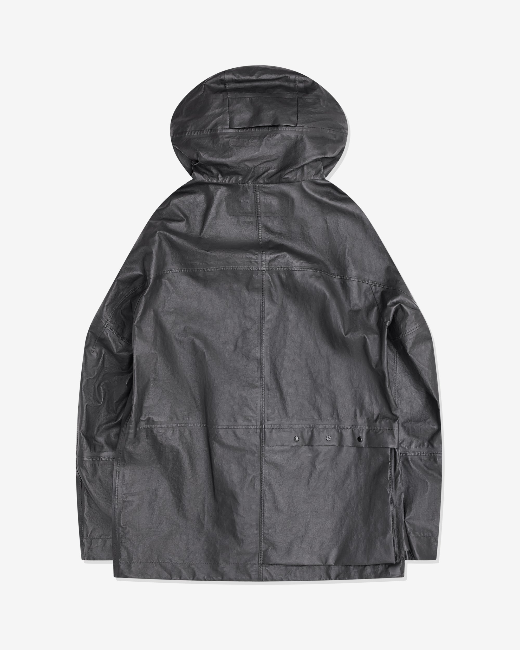 Stone Island Men’s Leather Bonded Hooded Jacket (Charcoal)
