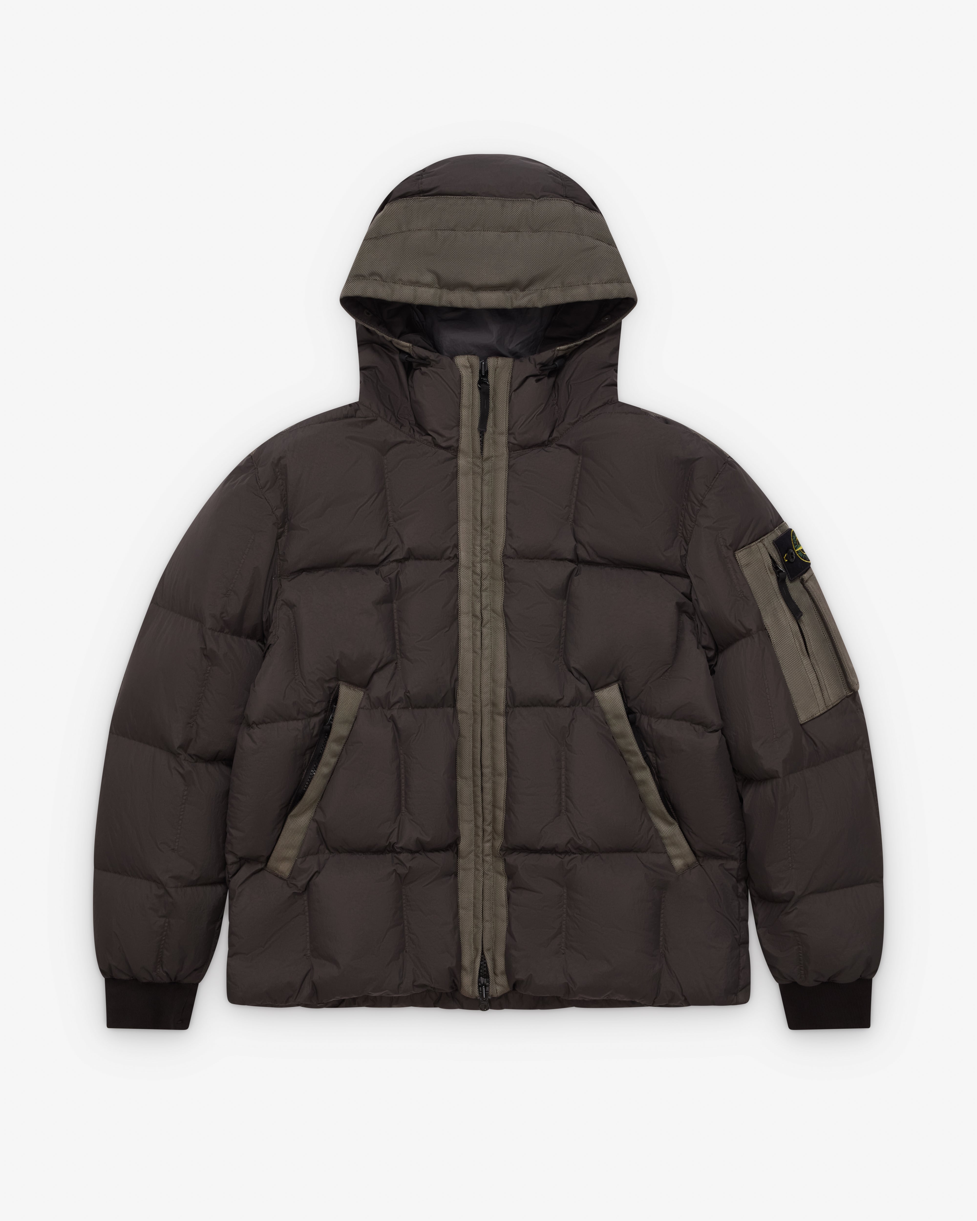 Stone Island: Men's Crinkle Reps Garment Dyed Down Jacket (Lead