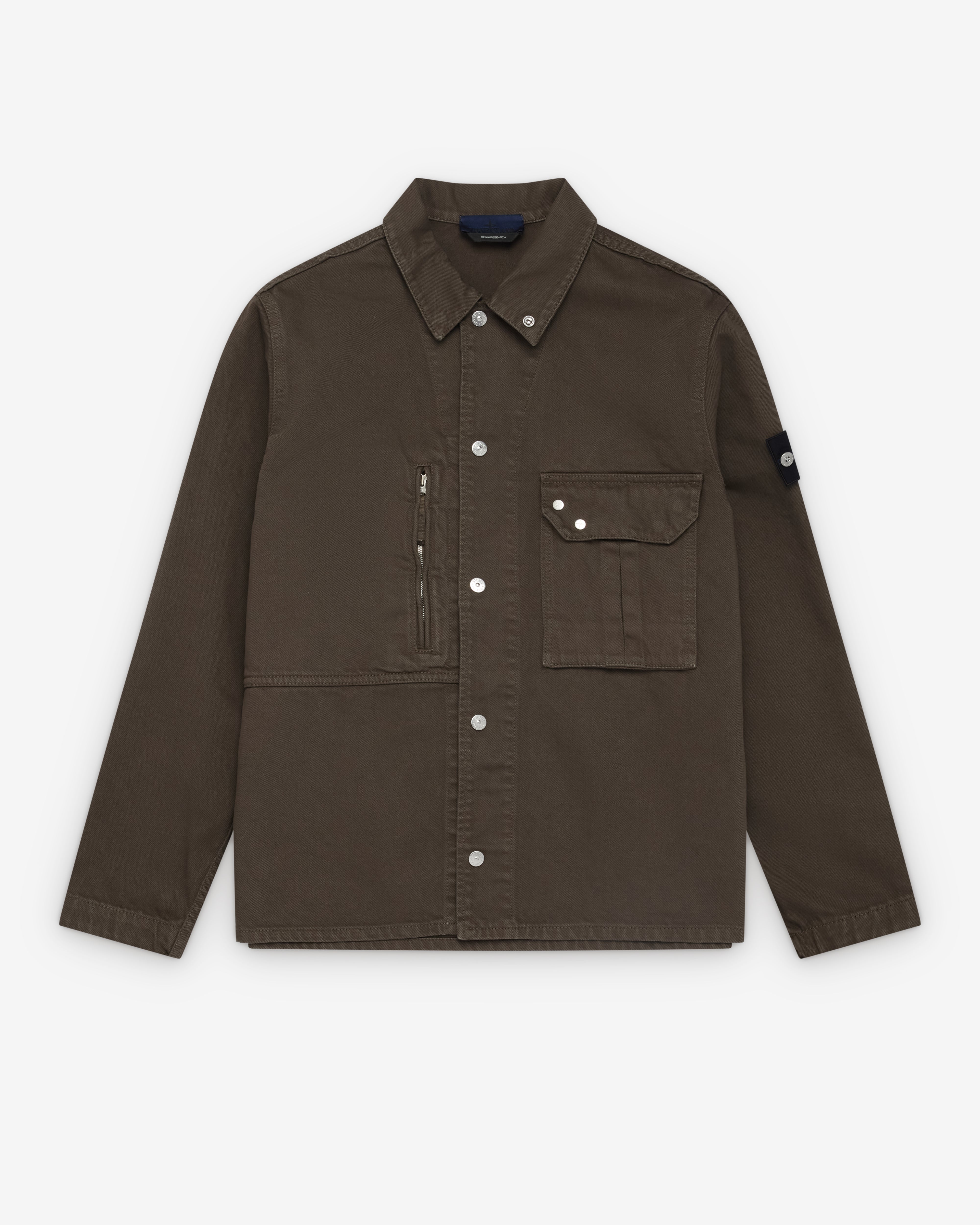 Stone Island: Men's Denim Overshirt (Washed Brown) | Dover Street