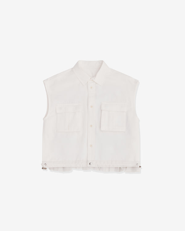 sacai - Women's Cropped Pleated Shirt - (White)