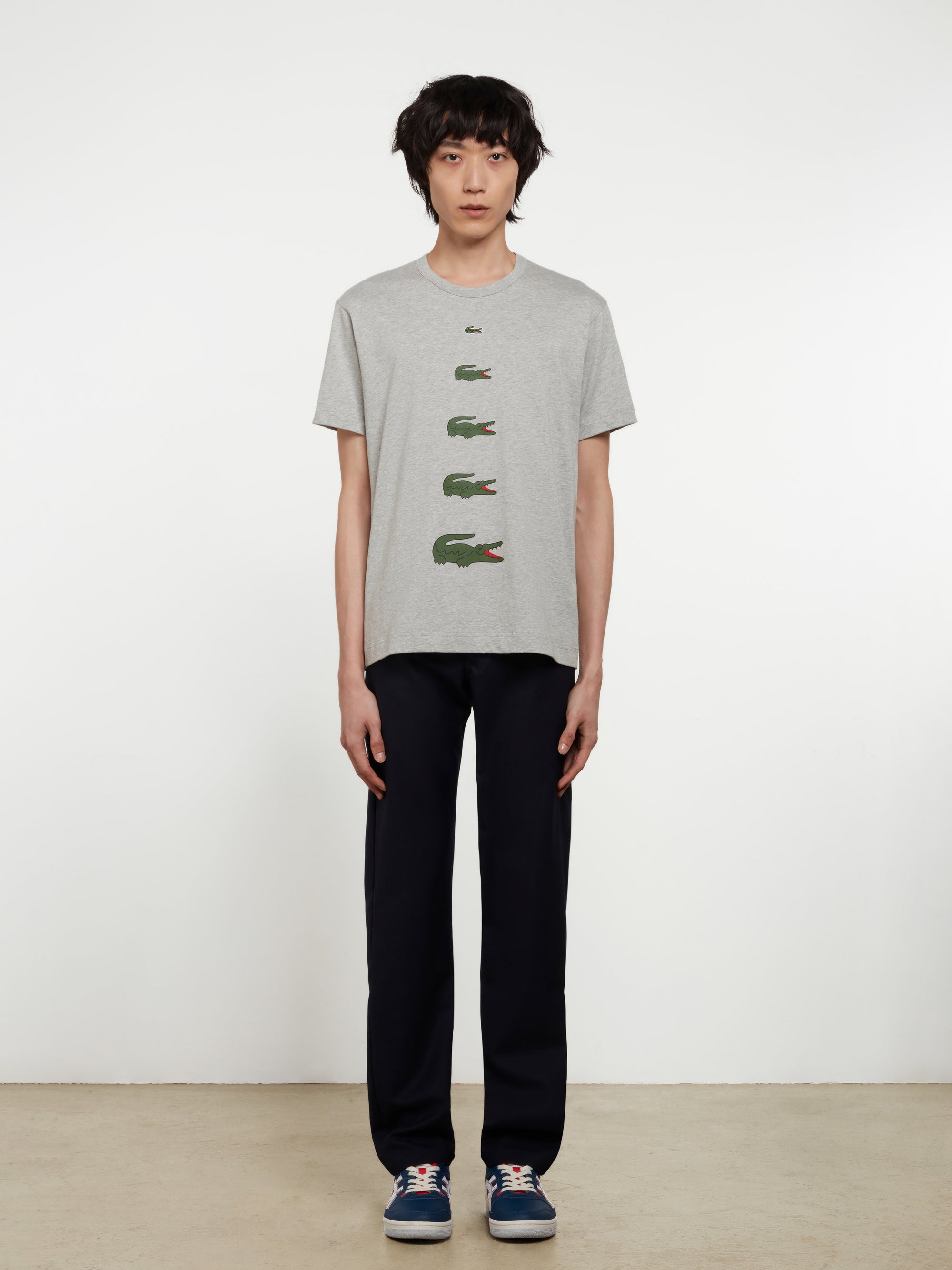 CDG Shirt - Lacoste Men’s Printed T-Shirt - (Top Grey) view 4