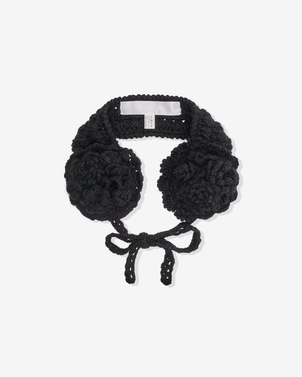 Tao - Women's Floral Crochet Ear Warmers - (Black)