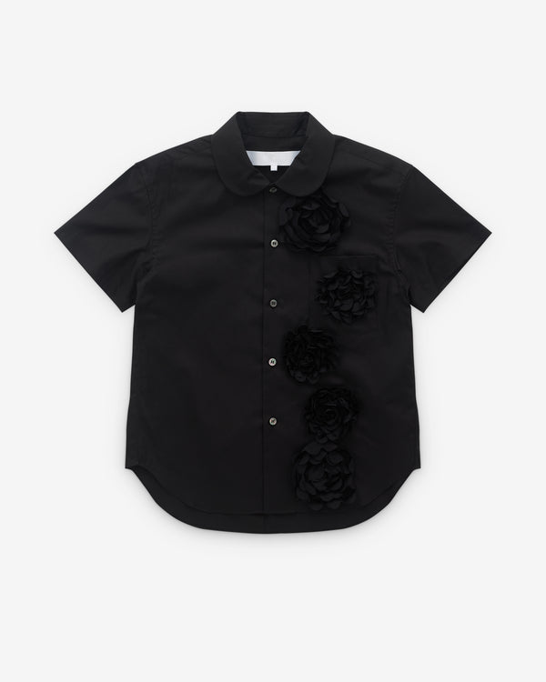 Tao - Women’s Short Sleeve Floral Applique Shirt - (Black)