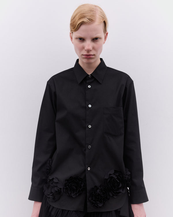 Tao - Women’s Floral Applique Shirt - (Black)