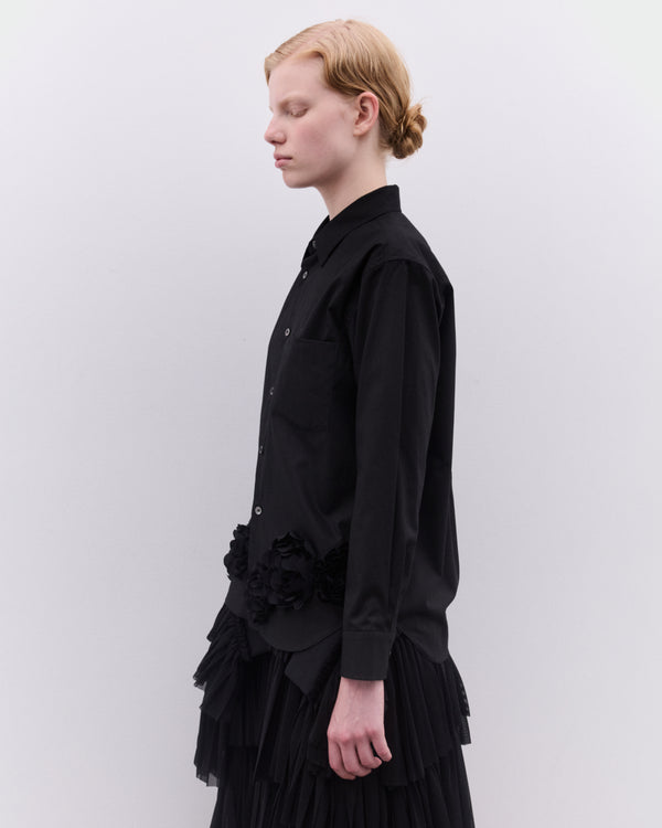 Tao - Women’s Floral Applique Shirt - (Black)