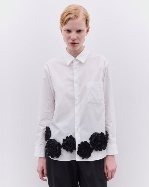 Tao - Women’s Floral Applique Shirt - (White)