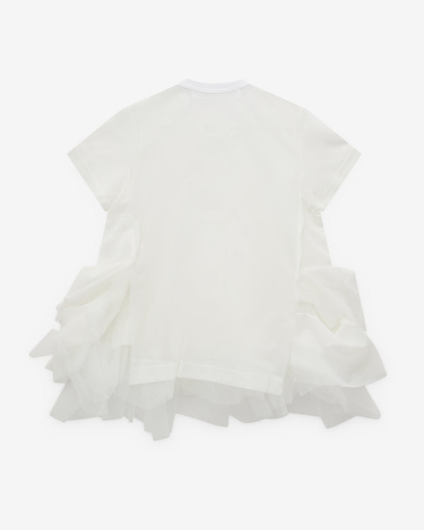 Tao - Women’s Short Sleeve Tulle Peplum Top - (White)