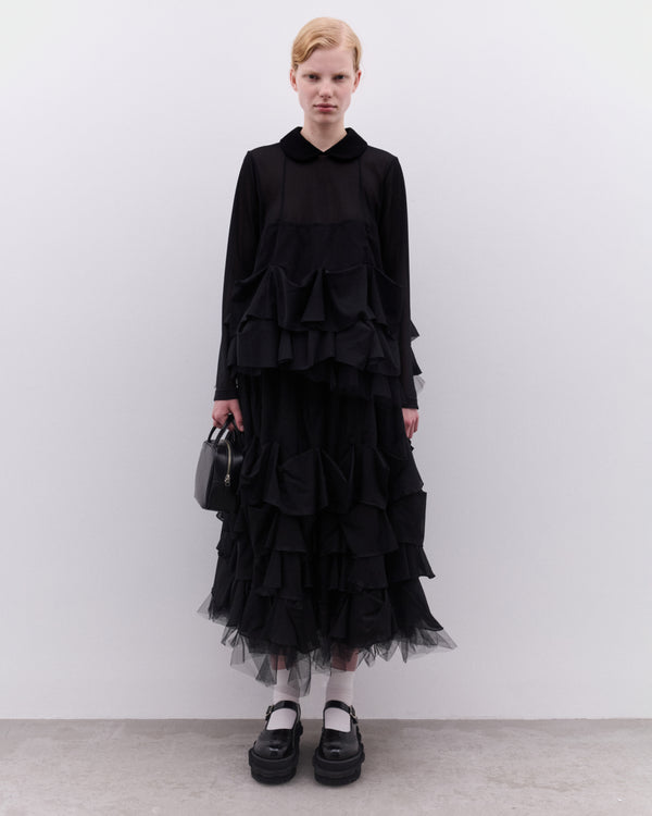 Tao - Women’s Gathered Tulle Skirt - (Black)