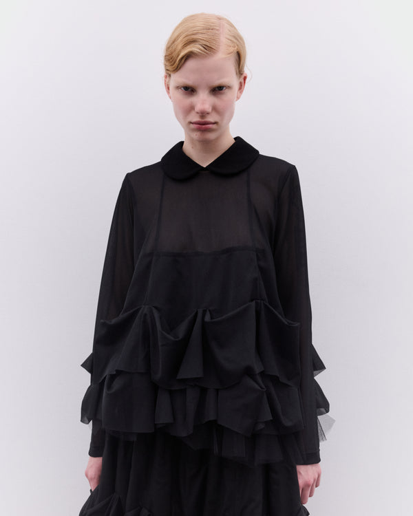 Tao - Women’s Tulle Peplum Top - (Black)