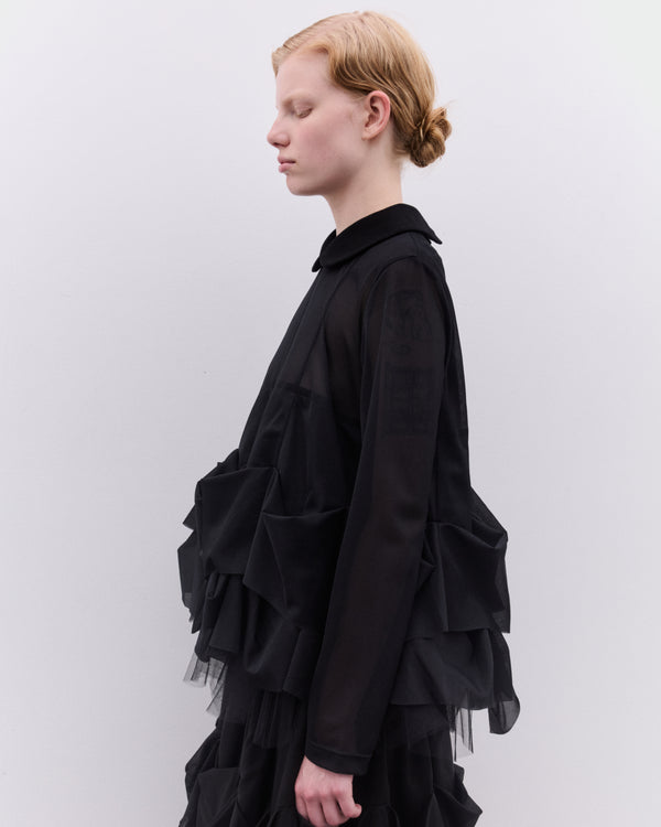 Tao - Women’s Tulle Peplum Top - (Black)