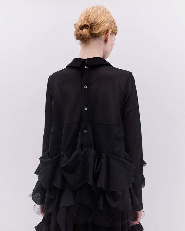 Tao - Women’s Tulle Peplum Top - (Black)