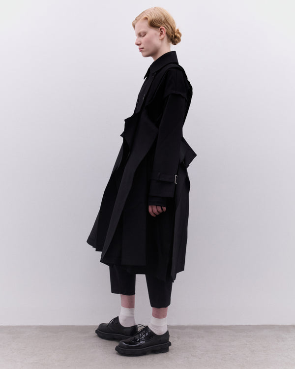 Tao - Women’s Drape Trench Coat - (Black)
