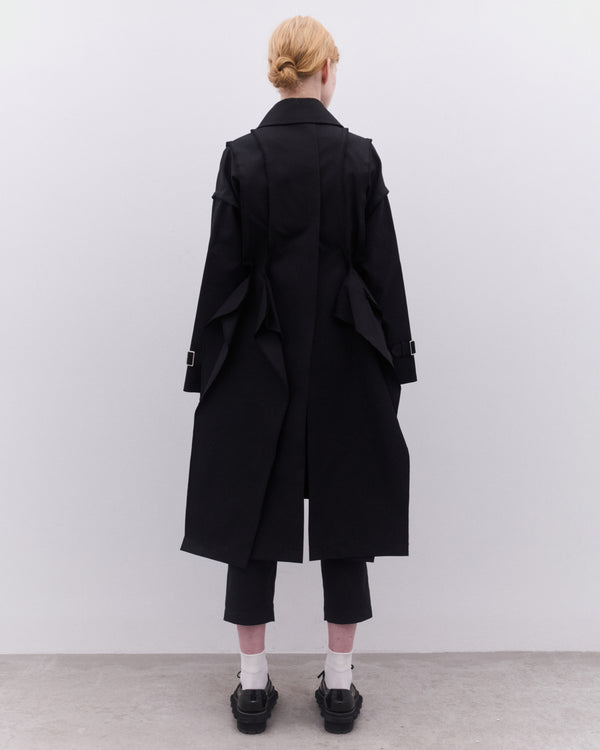 Tao - Women’s Drape Trench Coat - (Black)