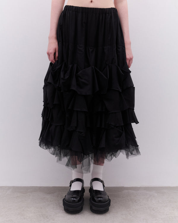 Tao - Women’s Gathered Tulle Skirt - (Black)