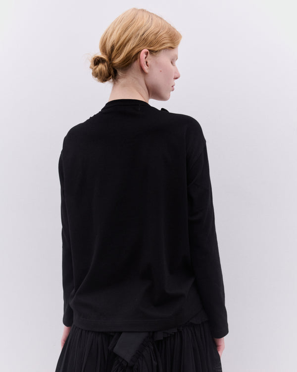 Tao - Women’s Bow Applique Long Sleeve Top - (Black)