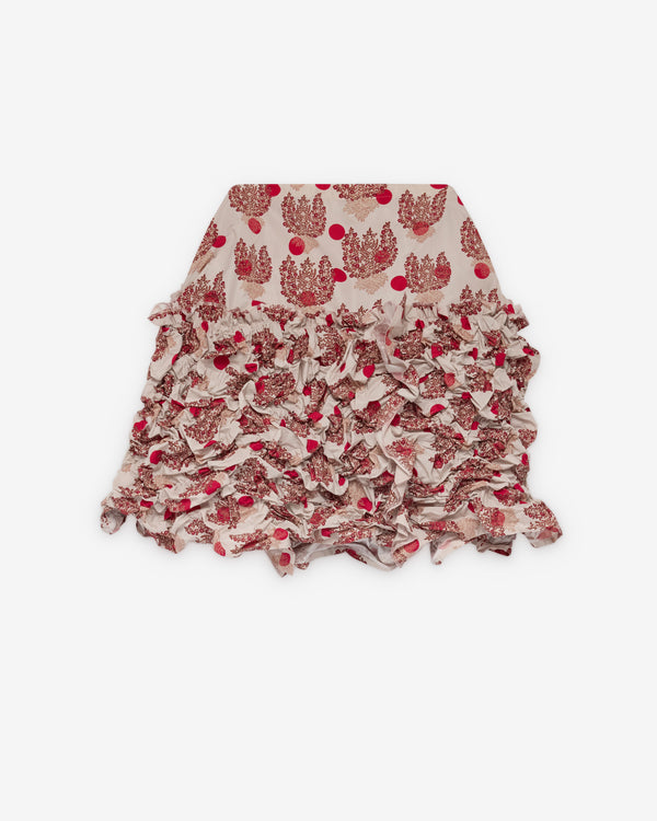 Tao - Women's Polka-Dot Floral Ruffled Skirt - (Pattern H)