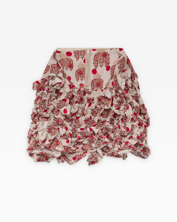 Tao - Women's Polka-Dot Floral Ruffled Skirt - (Pattern H)