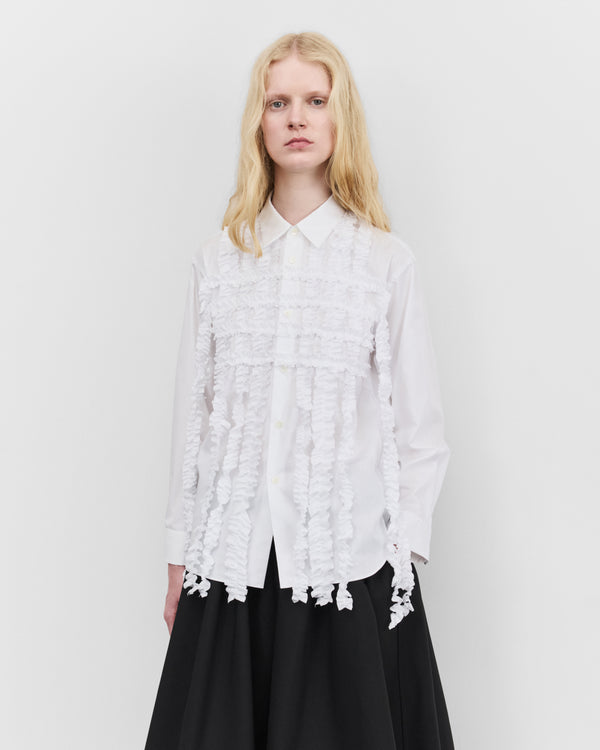 Tao - Women's Ruffle Button Down Shirt - (White)
