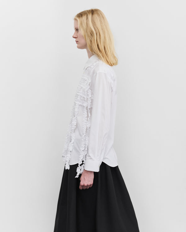 Tao - Women's Ruffle Button Down Shirt - (White)