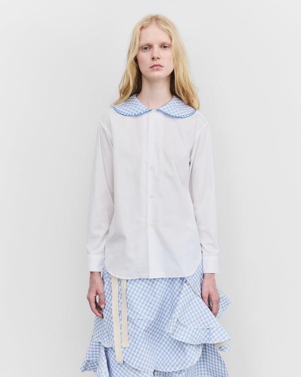 Tao - Women's Peter Pan Collar Shirt - (White/Blue)