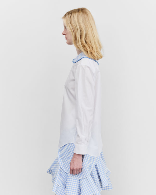 Tao - Women's Peter Pan Collar Shirt - (White/Blue)