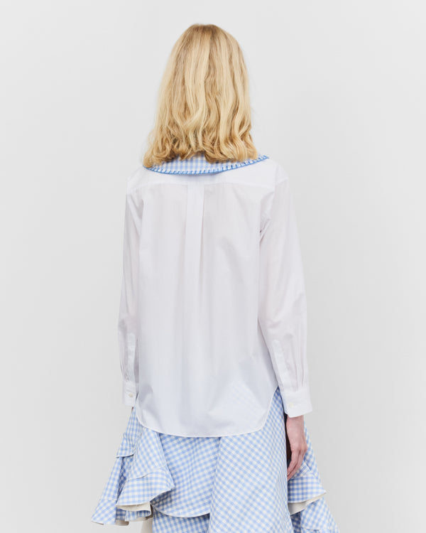Tao - Women's Peter Pan Collar Shirt - (White/Blue)