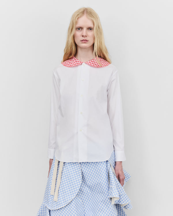 Tao - Women's Peter Pan Collar Shirt - (White/Red)
