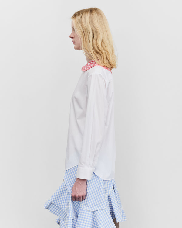 Tao - Women's Peter Pan Collar Shirt - (White/Red)