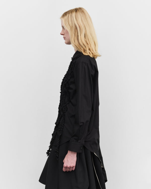 Tao - Women's Peter Pan Collar Ruffle Shirt - (Black)