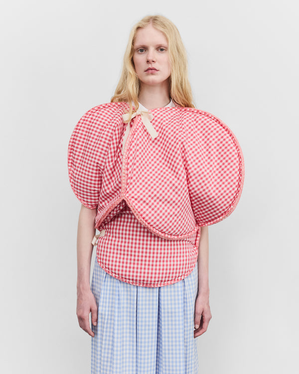 Tao - Women's Sculpted Gingham Top - (Red/White)