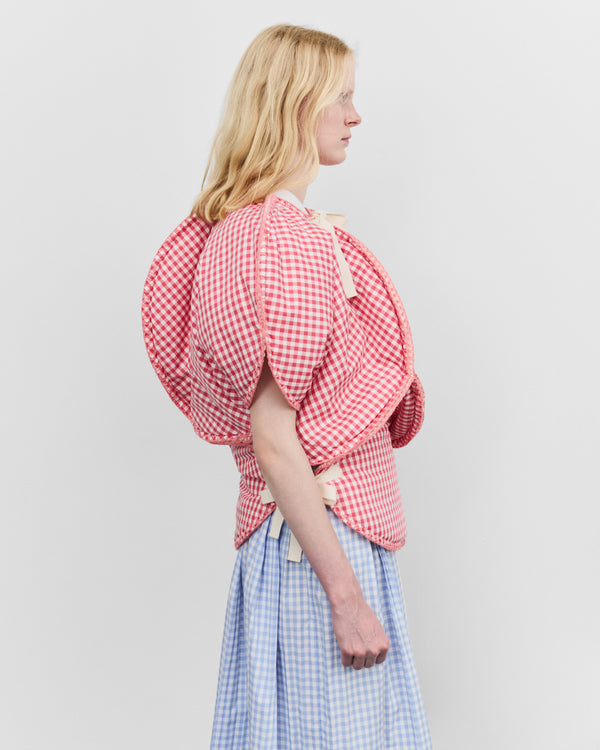 Tao - Women's Sculpted Gingham Top - (Red/White)