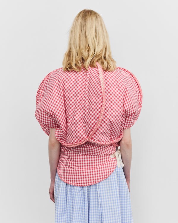 Tao - Women's Sculpted Gingham Top - (Red/White)
