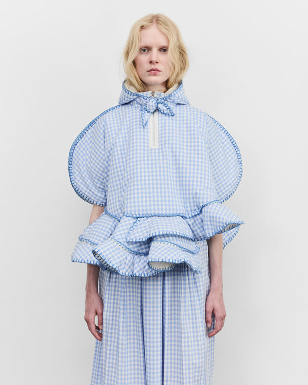 Tao - Women's Hooded Gingham Jacket - (Sax/White)