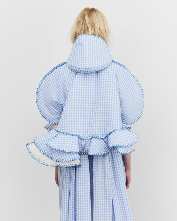 Tao - Women's Hooded Gingham Jacket - (Sax/White)