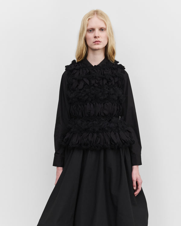 Tao - Women's Layered Crochet Tulle Top - (Black)