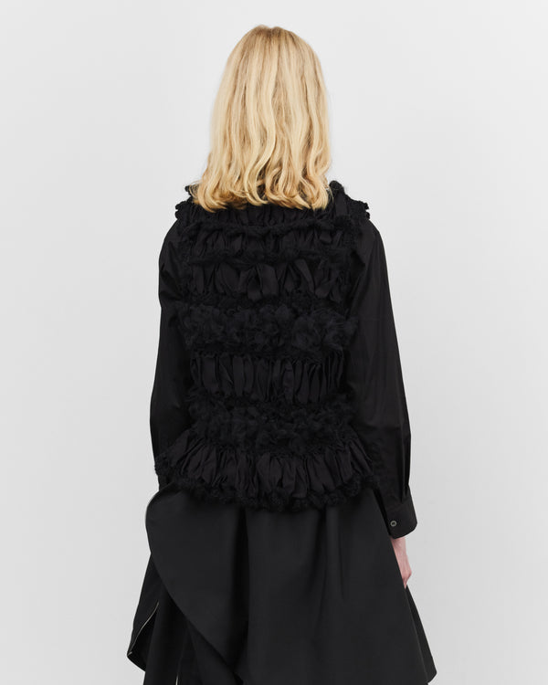Tao - Women's Layered Crochet Tulle Top - (Black)