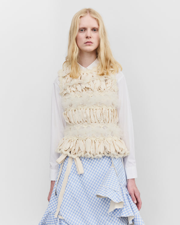 Tao - Women's Layered Crochet Tulle Top - (Ecru)