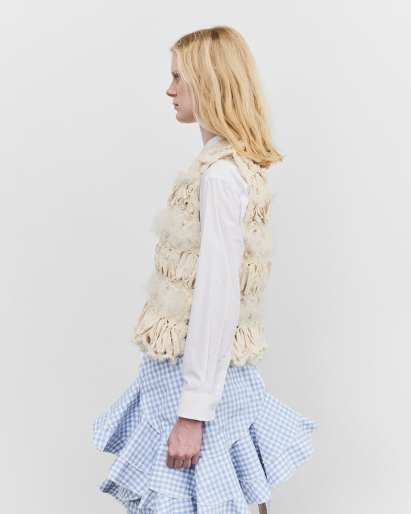 Tao - Women's Layered Crochet Tulle Top - (Ecru)
