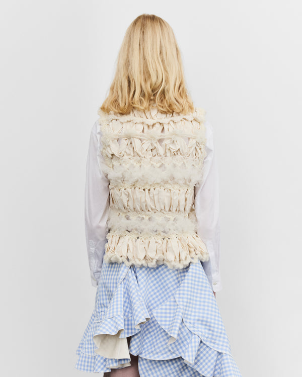Tao - Women's Layered Crochet Tulle Top - (Ecru)