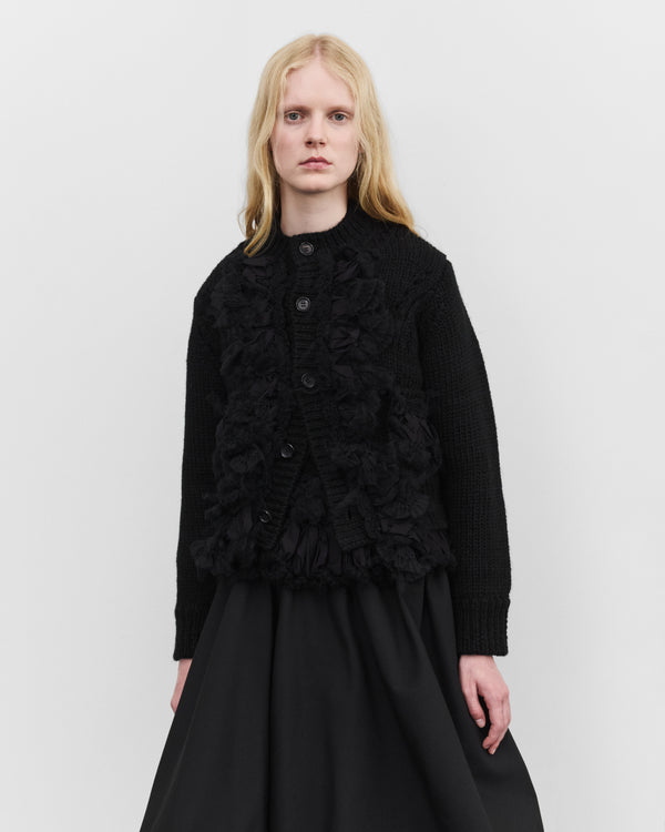 Tao - Women's Crochet Motif Cardigan - (Black)